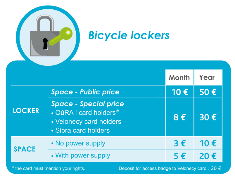 Bicycle lockers tariff
